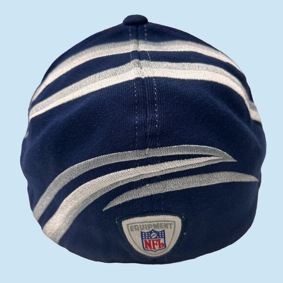 VTG 90s Dallas Cowboy NFL Hat‎ Cap Mens Fitted Navy Blue Reebok White Flames - Picture 4 of 9